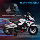 HOMCOM Kids Electric Ride On Motorcycle Bike with Training Wheels 12v - White