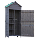 Outsunny Wooden Garden Shed Outdoor Shelves Utility Tool Storage Cabinet Grey