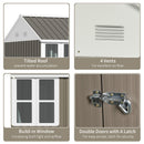 Outsunny 8x6ft Metal Garden Shed Outdoor Storage Shed w/ Doors Window, Grey