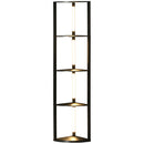 HOMCOM LED Floor Lamp with shelves, Modern Corner Standing Lamp for Living Room, Bedroom, with Dimmable Warm White Lighting, Black