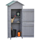 Outsunny Wood Garden Storage Shed Tool Cabinet w/ Felt Roof, 189x82x49cm, Grey
