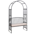 Outsunny Garden Arbor Arch Metal Bench Padded Seat Outdoor Decoration Patio