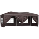 Outsunny 3m x 6m Pop Up Gazebo Party Tent Canopy Marquee with Storage Bag Coffee