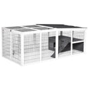 PawHut Rabbit Hutch Wooden Animal Cage Pet Run Cover with Hinge Roof, Grey