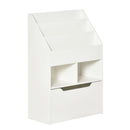 HOMCOM Kids Bookshelf, Toy Box w/ Storage Drawer, Wheels, for Bedroom - White
