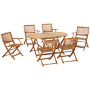 Outsunny 7 Piece Wooden Garden Furniture Set Folding Dining Table and Armchair