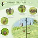 PawHut Bird Feeding Station Kit Wild Bird Feeder Pole w/ 6 Hooks 4 Hanging Feeders