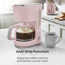 Tower Scandi 900W 1.25 Litre Coffee Maker - Pink