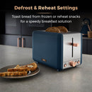 Tower Cavaletto 2 Slice Stainless Steel Toaster - Midnight Blue