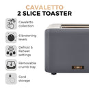 Tower Cavaletto 2 Slice Stainless Steel Toaster - Grey
