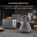 Tower Cavaletto 2 Slice Stainless Steel Toaster - Grey