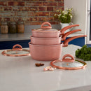 Tower Cerastone 3 Piece Saucepan Set - Pink