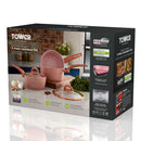Tower Cerastone 3 Piece Saucepan Set - Pink
