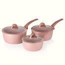 Tower Cerastone 3 Piece Saucepan Set - Pink