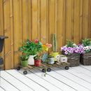 Outsunny 2 Pack Plant Stand with Wheels Mobile Flowerpot Holder for Indoor & Outdoor Use