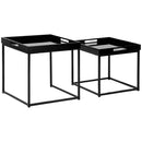 HOMCOM Coffee Table Set of 2 High Gloss Nest of Tables with Steel Frame, Black