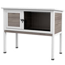 Pawhut Large Elevated Indoor Outdoor Wooden Rabbit Hutch w/ Asphalt Roof, Tray