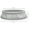 Outsunny Swimming Paddling Pool Round 274cm x 76cm - Grey