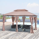 Outsunny 3 x 4m Outdoor 2-Tier Steel Frame Gazebo with Curtains Outdoor Backyard