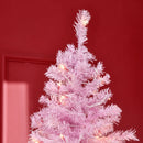 HOMCOM Christmas Tree Slim Pink 5' with 250 Warm White LED Lights