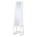 MDF Freestanding Glass Mirror Jewellery Cabinet w/ Storage Shelves White