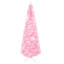 HOMCOM Christmas Tree Slim Pink 5' with 250 Warm White LED Lights
