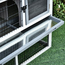 Pawhut Rabbit Hutch Light Grey, Dark Grey and Black.