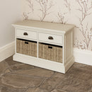 Hatton Antique White  Storage Unit 2 Drawer 2 Basket 80 x 35 x 50 cm
