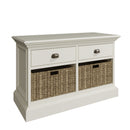 Hatton Antique White  Storage Unit 2 Drawer 2 Basket 80 x 35 x 50 cm