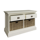 Hatton Antique White  Storage Unit 2 Drawer 2 Basket 80 x 35 x 50 cm