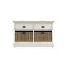 Hatton Antique White  Storage Unit 2 Drawer 2 Basket 80 x 35 x 50 cm