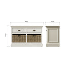 Hatton Antique White  Storage Unit 2 Drawer 2 Basket 80 x 35 x 50 cm