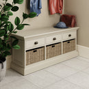 Hatton Antique White  Storage Unit 3 Drawer 3 Basket 116 x 35 x 50 cm