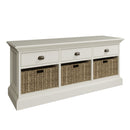 Hatton Antique White  Storage Unit 3 Drawer 3 Basket 116 x 35 x 50 cm