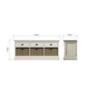 Hatton Antique White  Storage Unit 3 Drawer 3 Basket 116 x 35 x 50 cm