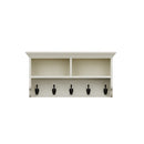 Hatton Antique White  Wall Coat Rack Unit 2 Hole 5 Coat Hook 80 x 25 x 40 cm