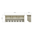 Hatton Antique White  Wall Coat Rack Unit 3 Hole 7 Coat Hook 116 x 25 x 40 cm