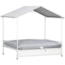 PawHut Raised Dog Bed w/ Water-Resistant Canopy, Soft Cushion, for Medium Dogs