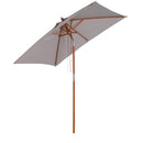 Outsunny Wooden Patio Umbrella Market Parasol Outdoor Sunshade 6 Ribs Grey