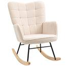 HOMCOM Wingback Rocking Chair for Nursing w/ Steel Frame and Wooden Base Beige