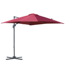 Outsunny Square Cantilever Roma Parasol 360° Rotation w/ Hand Crank, Wine Red