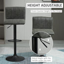 HOMCOM Adjustable Barstools Set Of 2, Swivel Counter Bar Chairs, Bar Stools With Footrest, PU Leather, Gas Lift, Grey