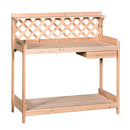 Outsunny Outdoor Wood Potting Table Garden Plant w/ Drawer, Hook, Slatted Shelf