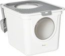 PawHut Cat Litter Tray Pet Litter Box w/ Front Entrance, Top Exit, Scoop - White