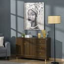 HOMCOM Hand-Painted Wall Art, Canvas Wall Painting African Woman, 100 x 80cm