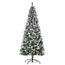 HOMCOM Christmas Tree Slim 6' with Pinecones and Berries