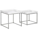 HOMCOM Coffee Table Set of 2 High Gloss Nest of Tables with Steel Frame, White
