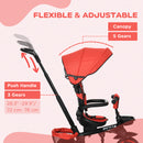 HOMCOM Baby Tricycle 7in1 Stroller with Handle - Red