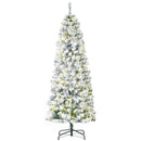 HOMCOM Christmas Tree Snow Flocked Slim 6' with 250 Warm White LED Lights