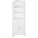 kleankin Triangle Bathroom Cabinet, Corner Bathroom Storage Unit with Cupboard and 3-Tier Shelves, Free Standing, White